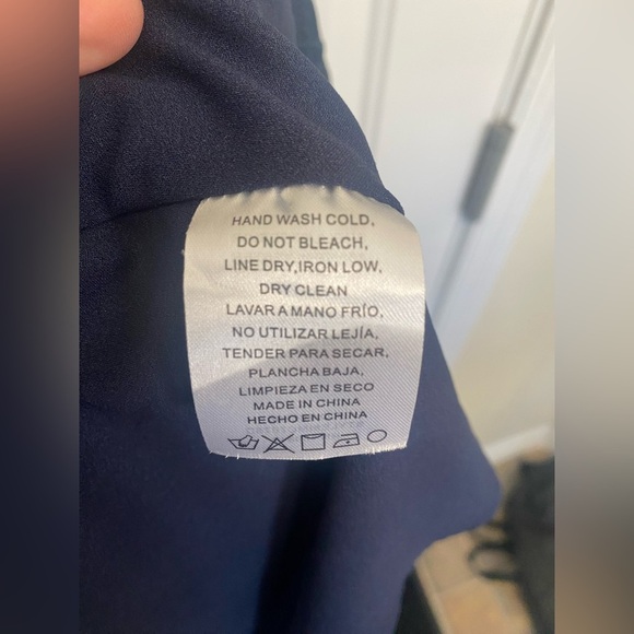 Women’s Altar’d State Checked Navy Blue Nap Dress With Puff Sleeves Size Large - Picture 3 of 7